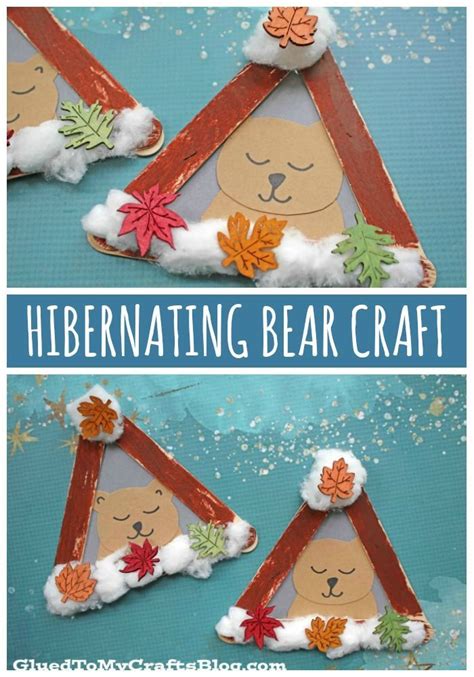 Popsicle Stick Hibernating Bear - Kid Craft Idea For Winter | Kindergarten crafts, Winter crafts ...