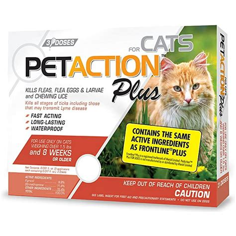 PetAction Plus Flea and Tick Treatment for Cats, 3 Monthly Treatments - Walmart.com - Walmart.com