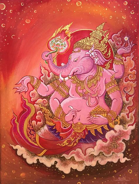 Blessing Kanesha พระพิฆเณศอำนวยพร #thai #art Ganesh Art, Ganesha Painting, Tanjore Painting ...