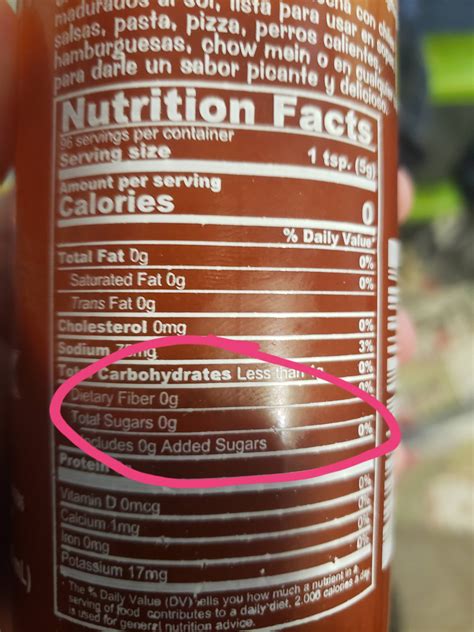 How is it that Huy Fong's Sriracha's second ingredient is sugar, however on the nutrition label ...