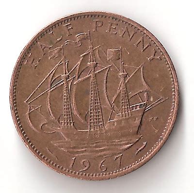 1966 UK HALF Penny Coin Queen Elizabeth II Great Britain England ha penny $18.25 - PicClick