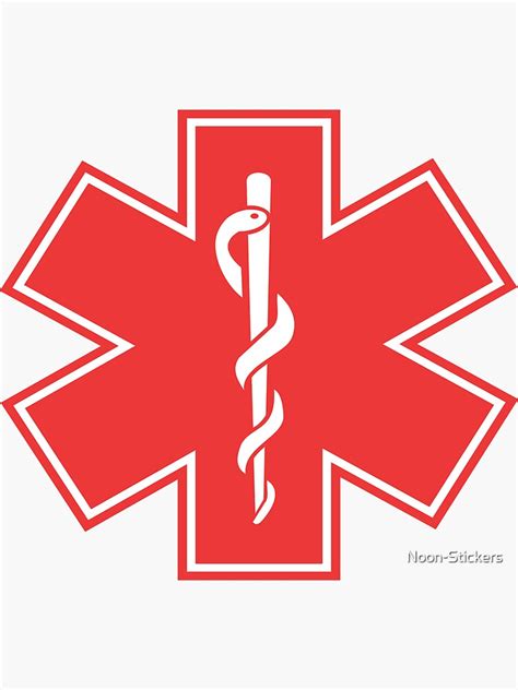 "Medical Alert Symbol - Red" Sticker for Sale by Noon-Stickers | Redbubble