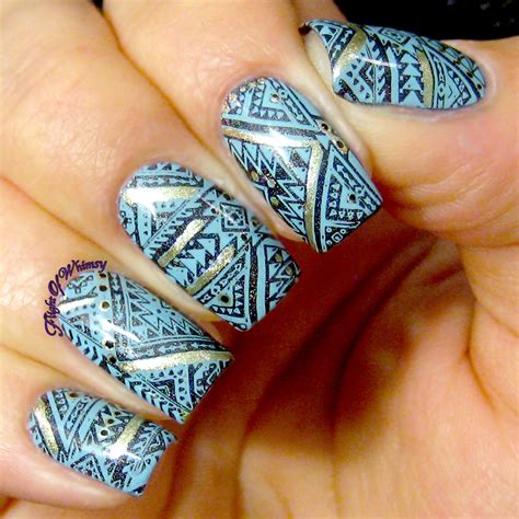 Blue Tribal Nail Art