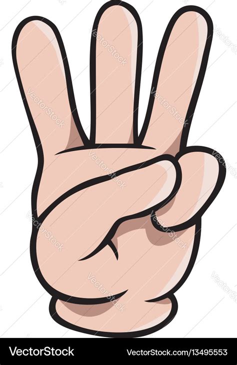 Human cartoon hand showing three fingers Vector Image