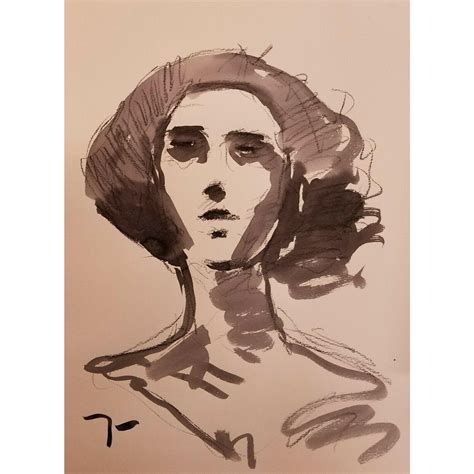 Jose Trujillo Abstract Expressionism Ink Wash Portrait Painting | Chairish