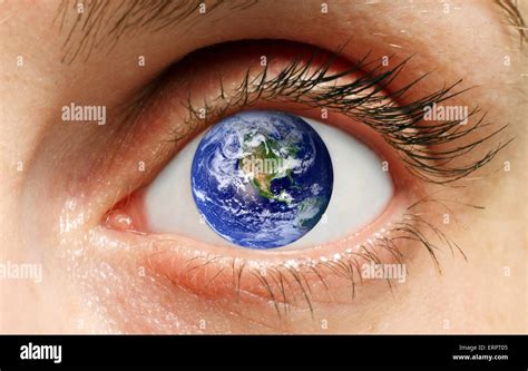 Human eye with planet earth, computer artwork Stock Photo - Alamy