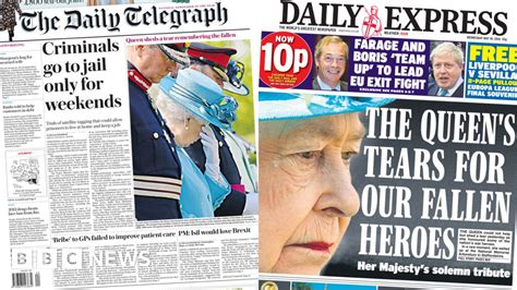 Newspaper headlines: Weekend jails, MPs' 'trysts' and Queen's tears for ...