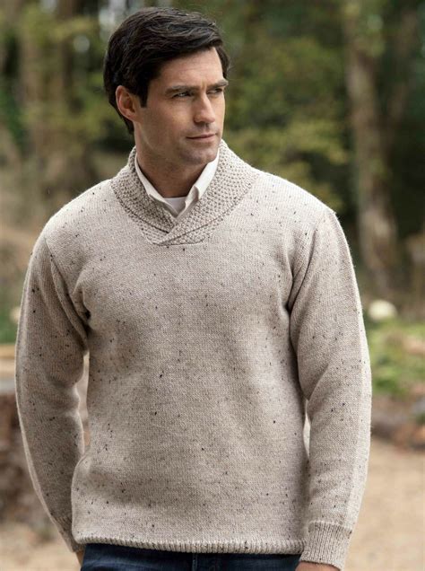 Classic Men's Shawl Collar Aran Sweater - Aran Sweaters Direct