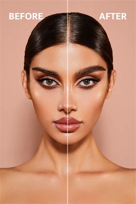 beauty campaign for Hanadi beauty, brow definer before and after, eyebrow styling, cat eye make ...