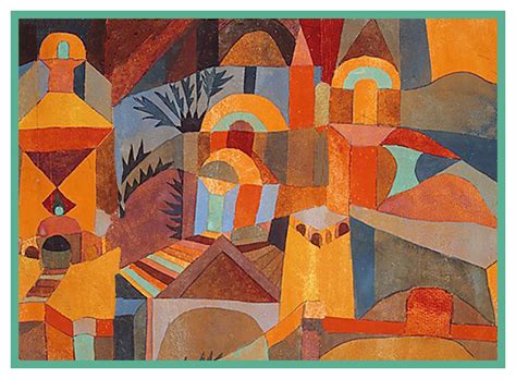 Temple Gardens by Expressionist Artist Paul Klee Counted Cross Stitch or Counted Needlepoint ...