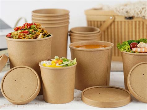 Microwavable Disposable Biodegradable Soup Cups With Paper Lids