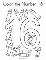 Color The Number 16 Coloring Page  Twisty Noodle sketch template