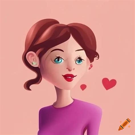 A woman in love, cartoon style