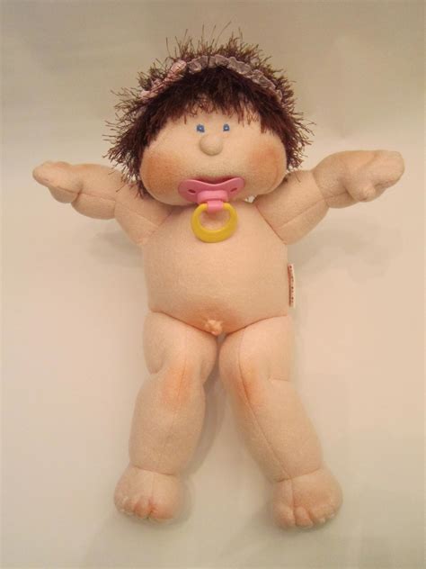 Soft Sculpture Handmade Cloth Baby Doll, Dinky Baby, Brown Hair, Blue ...