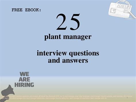 Top 25 plant manager interview questions and answers pdf ebook free d…