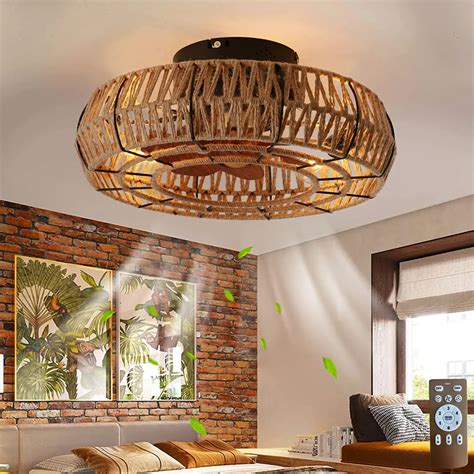 Amazon.com: Letmarey Low Profile Caged Ceiling Fans with Lights, 20 ...