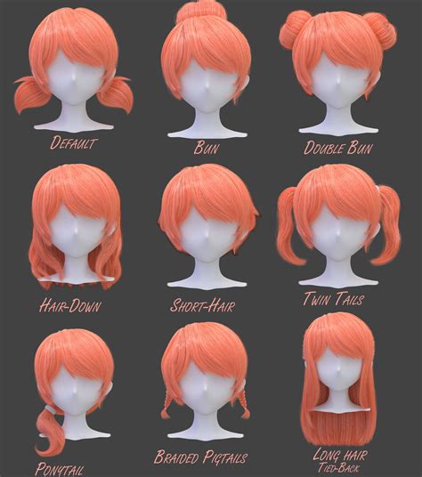 ArtStation - Anime Hairstyles Pack (9 types of hairstyles) | Resources