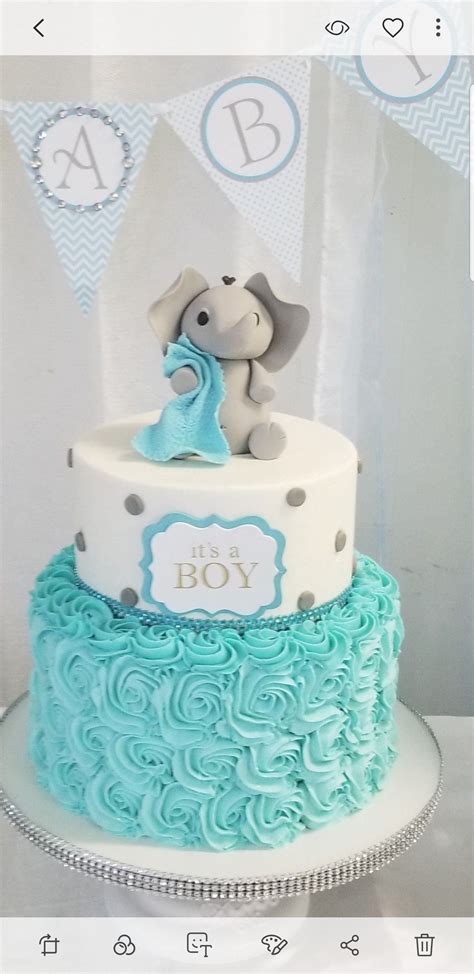 Elephant Baby shower cake photo | 1000