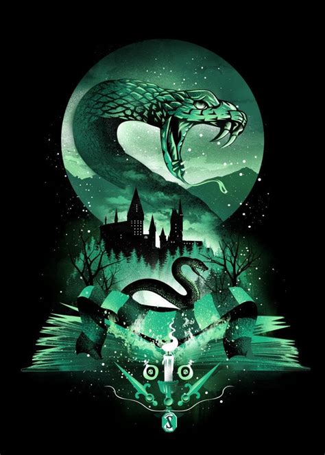 Book of Slytherin 2 Books Poster Print | metal posters - Displate ...