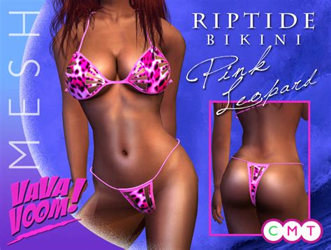 Second Life Marketplace - VaVaVoom! - "Riptide" Bikini > Pink Leopard *MESH*