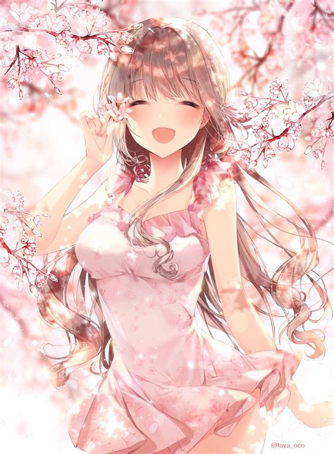 Wallpaper : anime girls, cherry blossom, smiling, Taya Oco 1476x2007 - ThorRagnarok - 1962327 ...