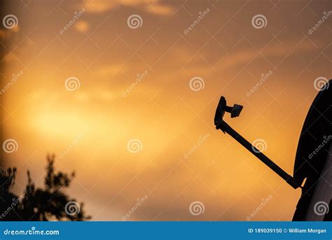 Silhouette of Satellite Dish at Sunset Stock Photo - Image of dusk ...