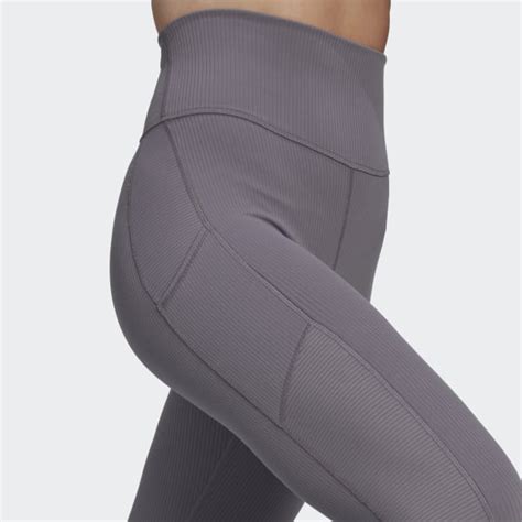 adidas Yoga Studio Luxe Wind Super-High-Waisted Rib Leggings - Grey ...