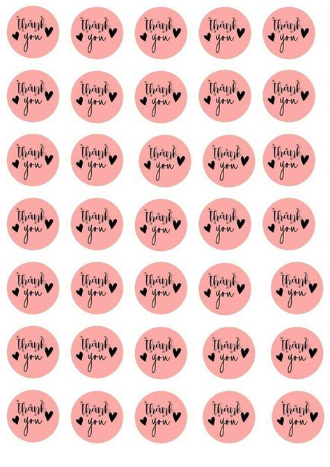 pink and black thank you stickers with heart shapes on them, in the shape of speech bubbles