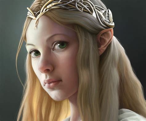 Galadriel, girl, luminos, elf, corrado vanelli, queen, portrait, hobbit ...