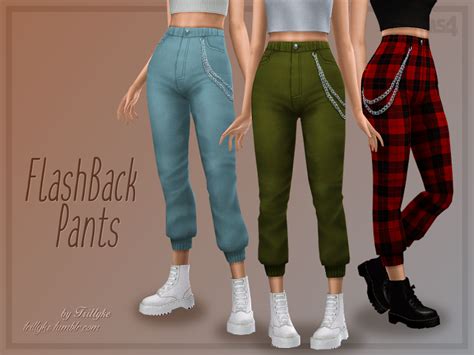 FlashBack Pants High waisted sweatpants with cuffed legs, elastic waistband and accessory chains ...