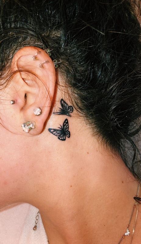 Small Blue Butterfly Tattoo Behind Ear - 30 Brilliantly Simple Behind-the-Ear Tattoo Ideas ...