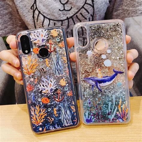 Cute Dolphin Liquid Quicksand phone case for Huawei P10 P20 Pro P20 ...