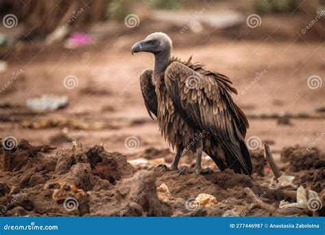 Vulture Bird Scavenging on a Carcass. Generative AI Stock Illustration ...