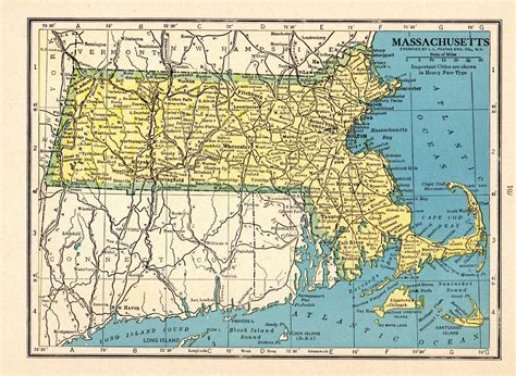 1910 Antique MASSACHUSETTS State Map Vintage Map of | Etsy | Vintage ...