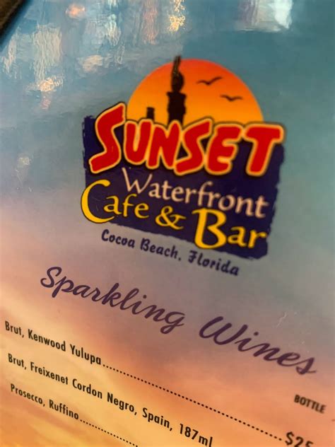 Menu at Sunset Cafe' Waterfront Bar & Grill, Cocoa Beach