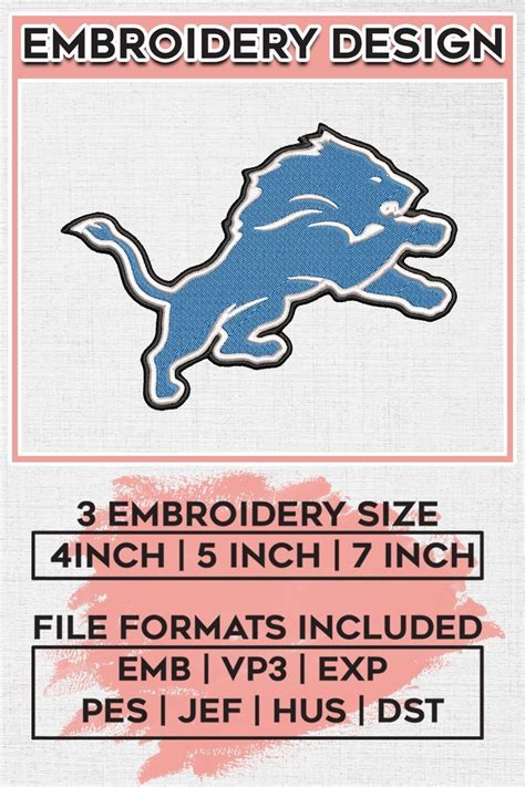 Lions NFL Logo Embroidery Designs, Detroit-Lions Football Embroidery ...