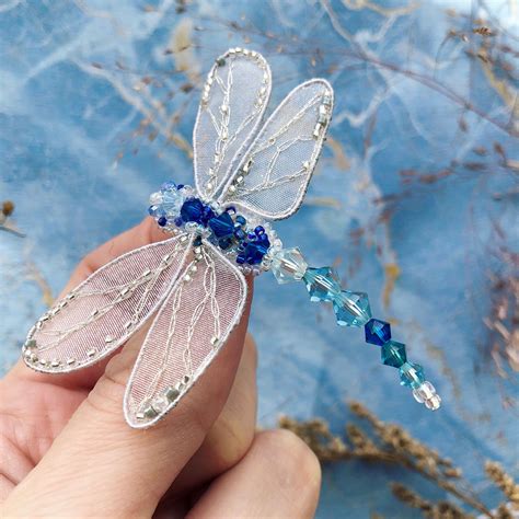 Beaded dragonfly pin Dragonfly jewelry Embroidered | Etsy | Beaded ...