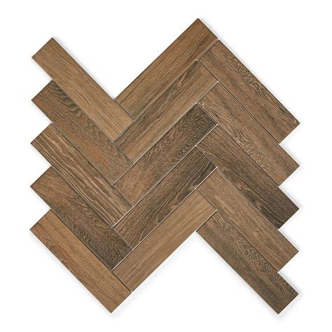 Herringbone Brown Wood Effect Tile | Pisos, Espiga