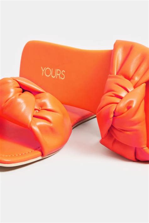 Plus Size Orange Knot Mule Sandals In Extra Wide EEE Fit | Yours Clothing