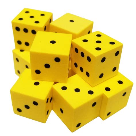 Set of 10 Yellow Foam Dice 6 Sided Black Spots 16mm Square Corner in Snow Organza Bag - Walmart ...