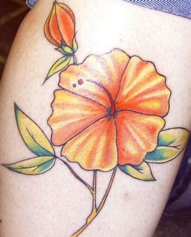 Orange hibiscus blossom tattoo - Tattooimages.biz