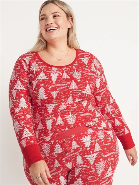 Matching Printed Thermal-Knit Long-Sleeve Pajama Top for Women | Old Navy