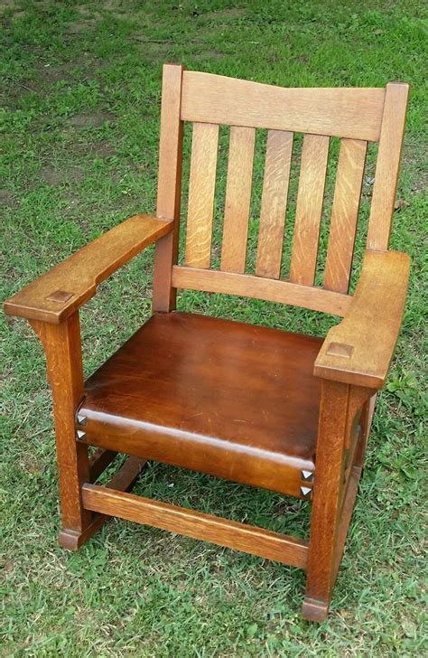 Gustav Stickley Rocking Chair Mission Arts Crafts Quarter Sawn Oak | eBay | Craftsman furniture ...