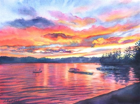 Watercolor Paintings Of Sunsets