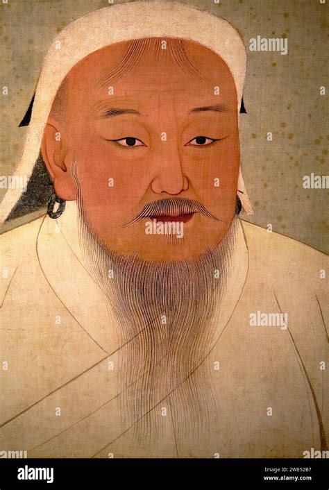 Taiwan, Taipei, Palace Museum, Gengis Khan, silk painting, Mongol Empire (Yuan dynasty) 14th ...
