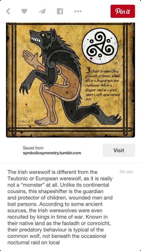 I like this take on werewolves. | Spirit animal, Werewolf, Irish