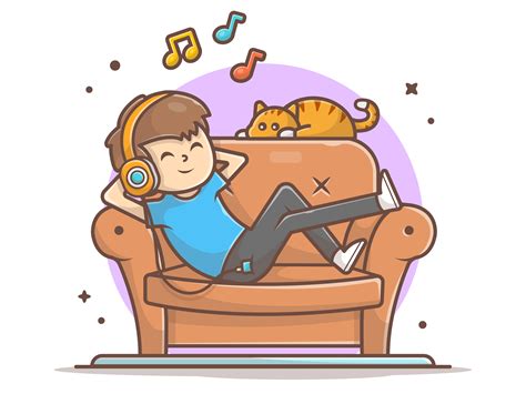 Chills out 🎧 🎶 🐱 by catalyst on Dribbble