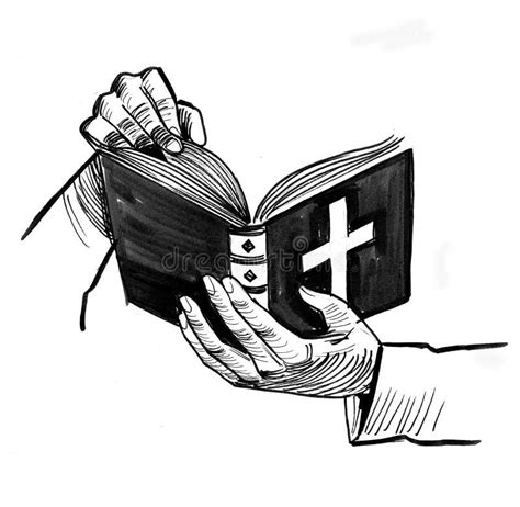 Hands and Bible stock illustration. Illustration of artwork - 117424490