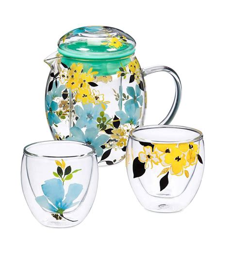 Floral Glass Teapot Set | Wind and Weather