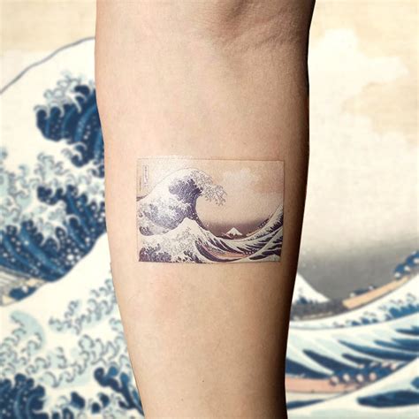 Hokusai's the Great Wave off Kanagawa Temporary Tattoo set of 3 - Etsy